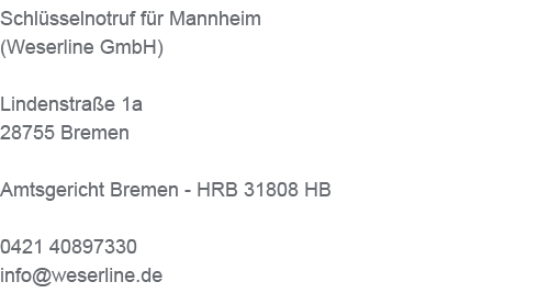 Impressum vom Mannheimer Schlüsselservice Impressum vom Mannheimer Schlüsselservice